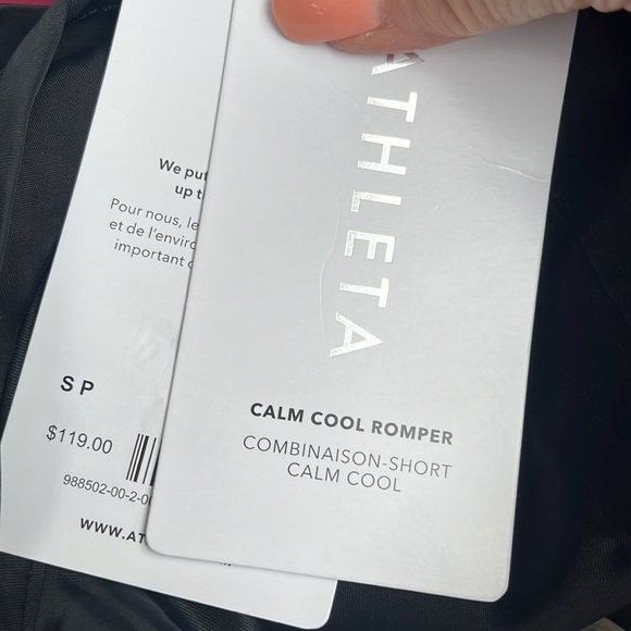 NWT-Athleta Black Calm Cool Romper, Small - Picture 6 of 6